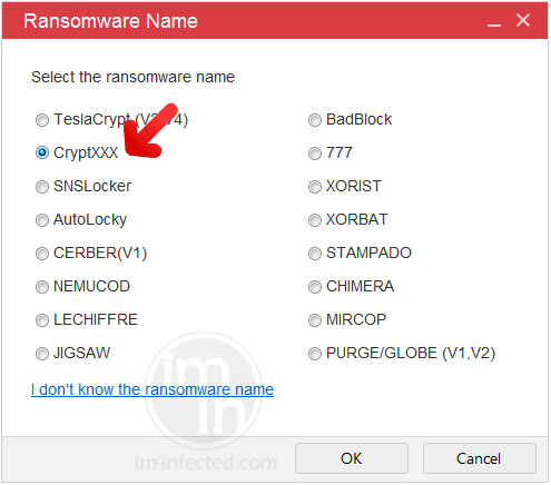 Ransomware Name CyptXXX Choose CyptXXX