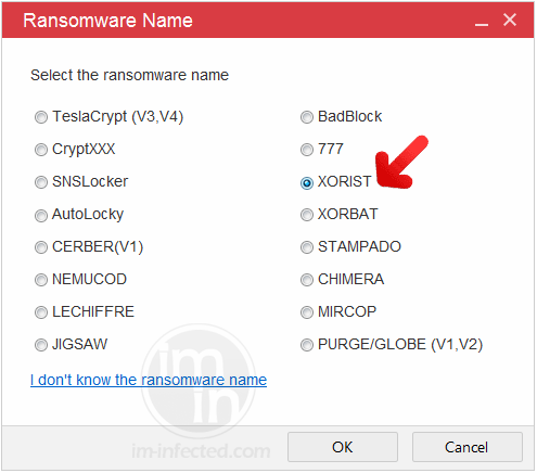 Select Xorist Ransomware Select Xorist