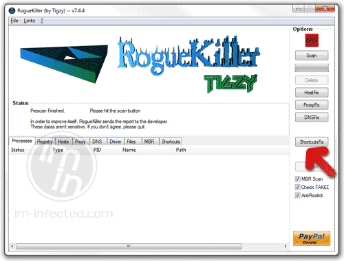 Shortcut Fix by RogueKiller RogueKiller Shortcut Fix Button