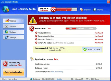 Live Security Suite Fake Scan GUI of the Malware
