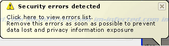 Security errors detected Security errors detected Screen Shot Image