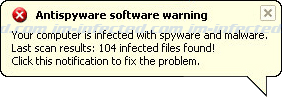 Antispyware software warning Screen Shot of Antispyware software warning