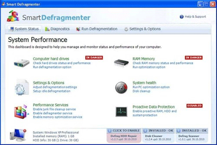 Smart Defragmenter Screen Shot Image of Smart Defragmenter
