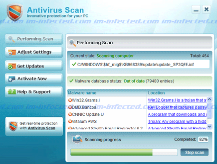 Antivirus Scan Screen Shot Image of Antivirus Scan