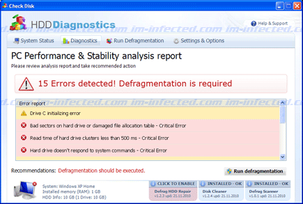 HDD Diagnostics Screen Shot Image of HDD Diagnostics