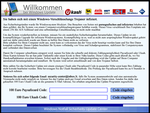 Trojan.Ransomlock.P Willkommem bei Windows Update