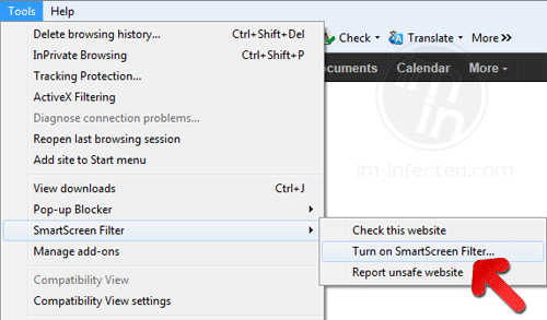 SmartScreen menu