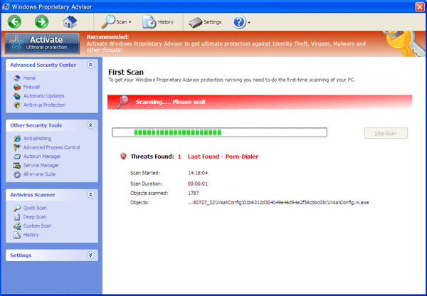 Windows Proprietary Advisor Windows Proprietary Advisor Fake Scanner