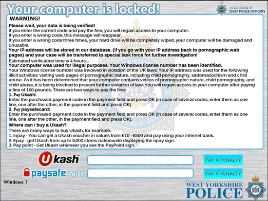 West Yorkshire Police - Ukash virus West Yorkshire Police - Ukash virus