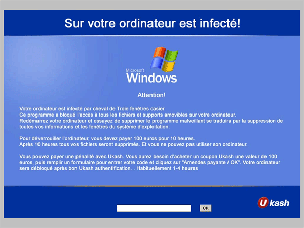 Microsoft Windows Ukash Ransomware Microsoft Windows Ukash Virus