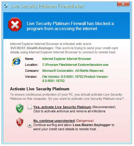 Live Security Platinum Firewall Alert Live Security Platinum Firewall Alert Popup