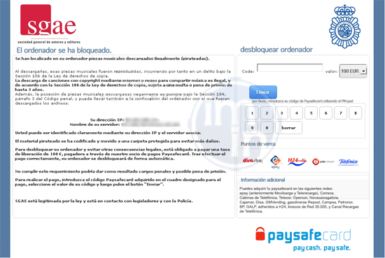 SGAE Paysafe Virus SGAE Paysafe Virus