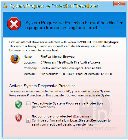 System Progressive Protection Firewall Alert System Progressive Protection Firewall Alert Pop-up