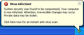 Fake System Tray Alert Virus Infection Alert