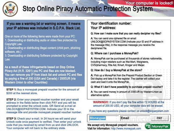 Stop Online Piracy - Computer is Locked Stop Online Piracy Virus