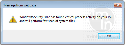 Windows Security 2012 has found critical process Fake alert