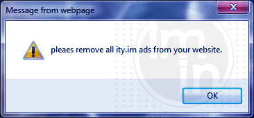Please remove ity.im ads from your website ity.im ads virus