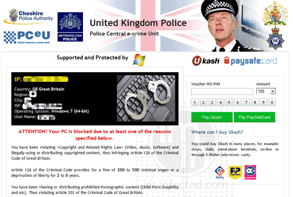 United Kingdom Police Ukash Virus Fake United Kingdom Police