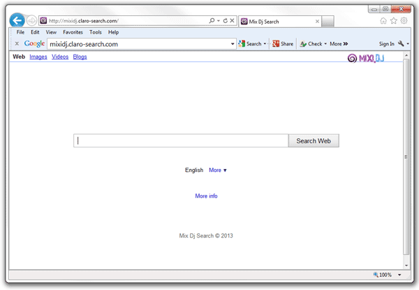 mixidj.claro-search.com Hijacker Mixi DJ Search