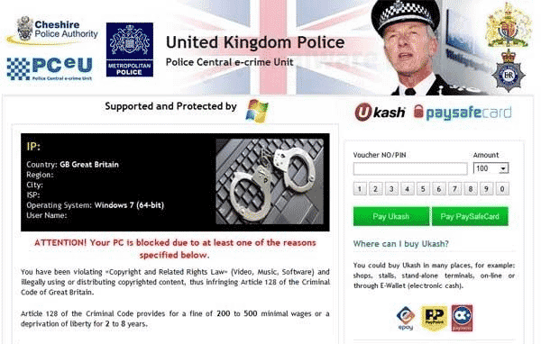Cheshire Police Virus (Ukash Scam) Cheshire Police Virus