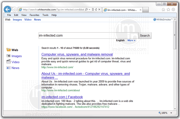search.whitesmoke.com Hijacker White Smoke Search