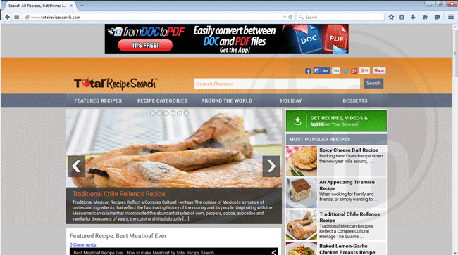 RecipeSearch Toolbar