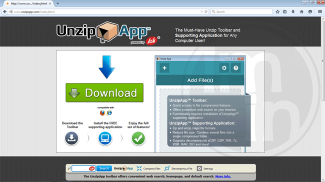 UnzipApp Toolbar