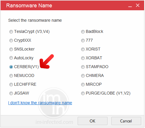 Select Cerber Cerber Encrypted