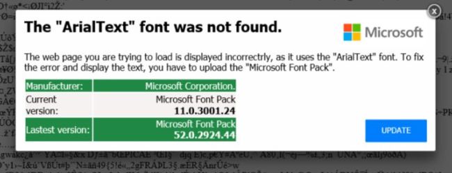 The ArialText font was not found The ArialText font was not found