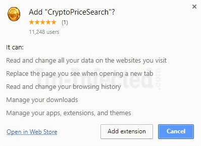 CryptoPriceSearch Extension Permissions