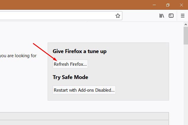 Refresh Firefox button