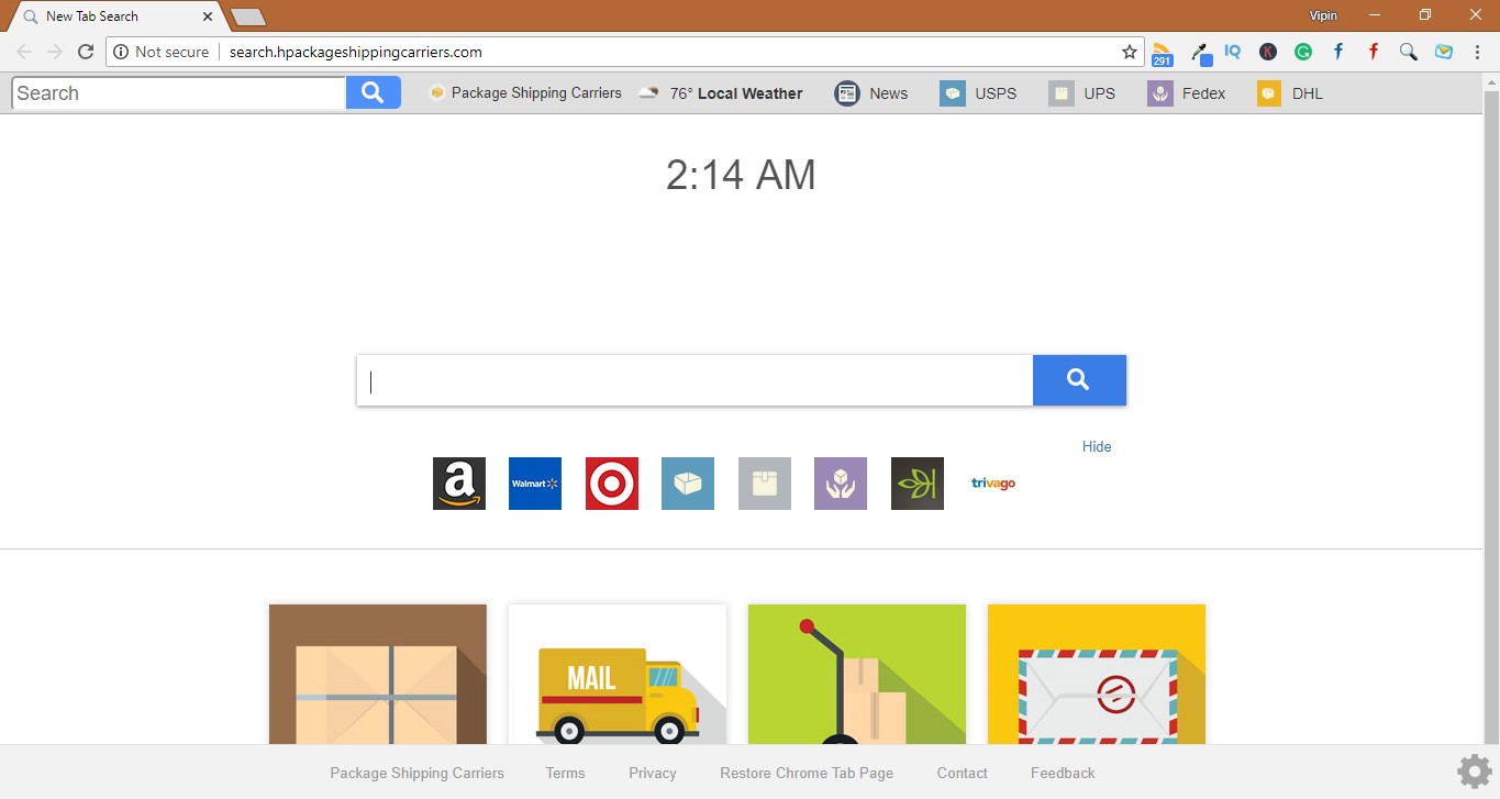 How to Remove Search.hpackageshippingcarriers.com