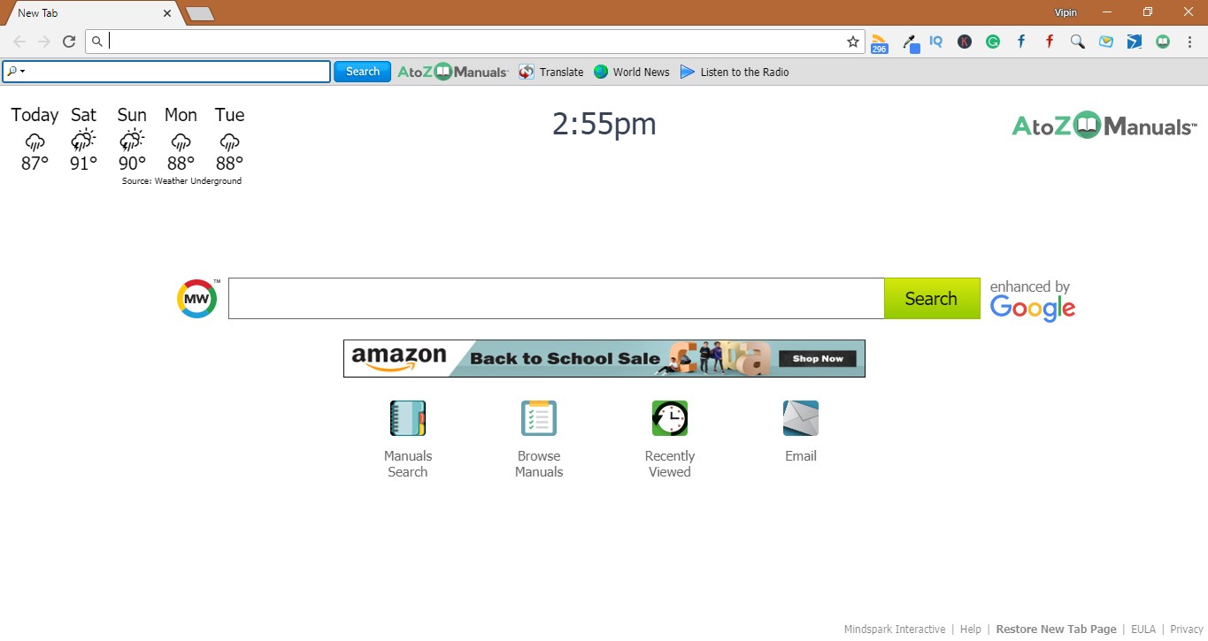 How to remove AtoZManuals Extension