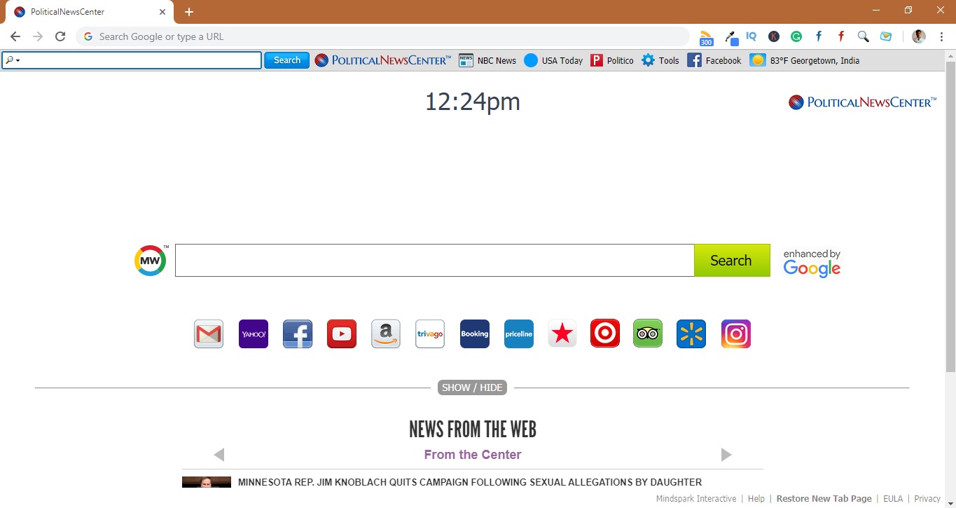 How to remove PoliticalNewsCenter Toolbar