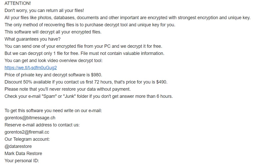 Darus Ransomware Note