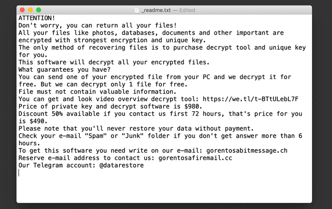 werd ransomware note