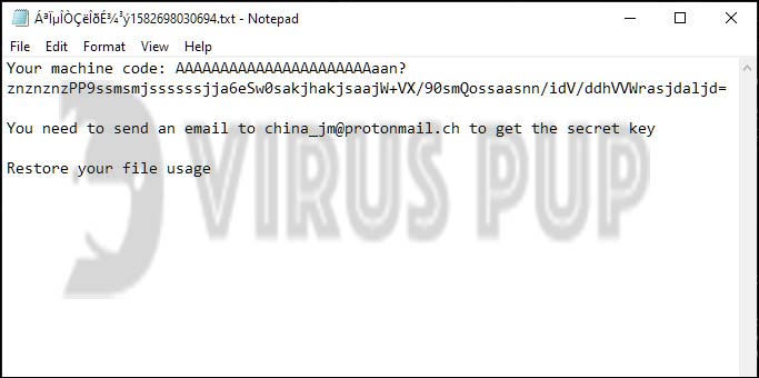 China Ransomware Note