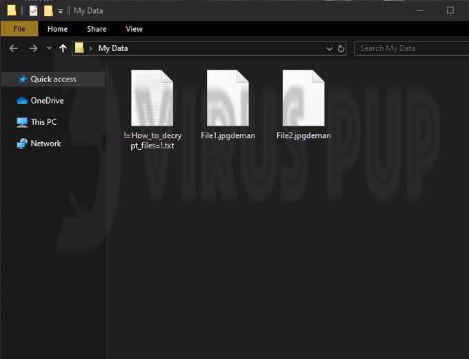 Deman Ransomware Infected Files