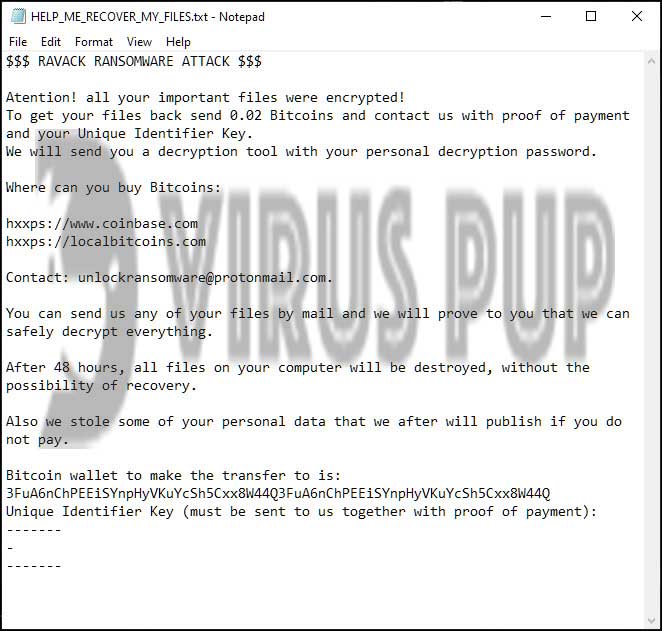 Ravack Ransom Note