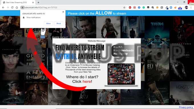 Ularunicalr.info Pop Up