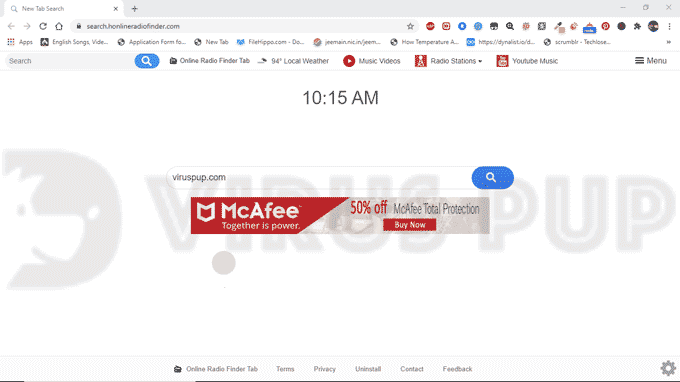 Remove Online Radio Finder Tab