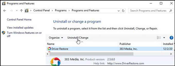 Driver Restore Removal